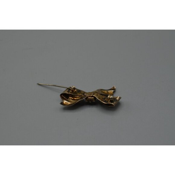 Sterling Silver Bow Brooch w Green Gem Bond Boyd Sterling Stamp 1.5" 3.6g - Picture 9 of 10